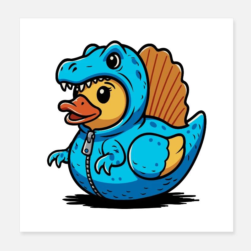 Spinosaurus Blauer Dino-Drache Entchen Poster 20x20 cm