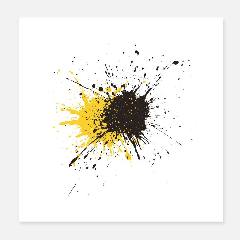 Kunstspritzer Gelb Schwarz Splash Poster 20x20 cm