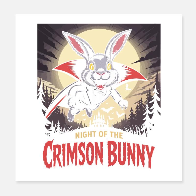Nacht des Crimson Bunny - Hasendesign Poster 20x20 cm