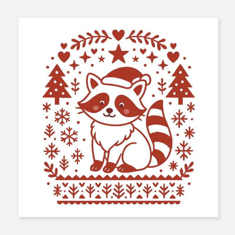 Weihnachts Waschbär Muster Design Poster 20x20 cm