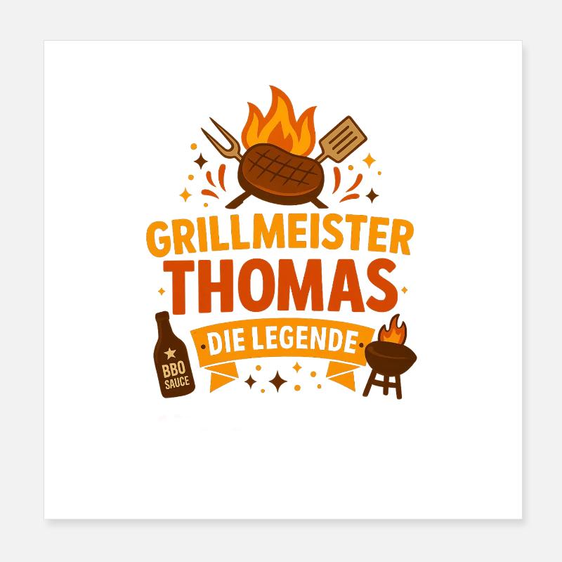 Grill Master Thomas The Legend Poster 8" x 8" (20x20 cm)
