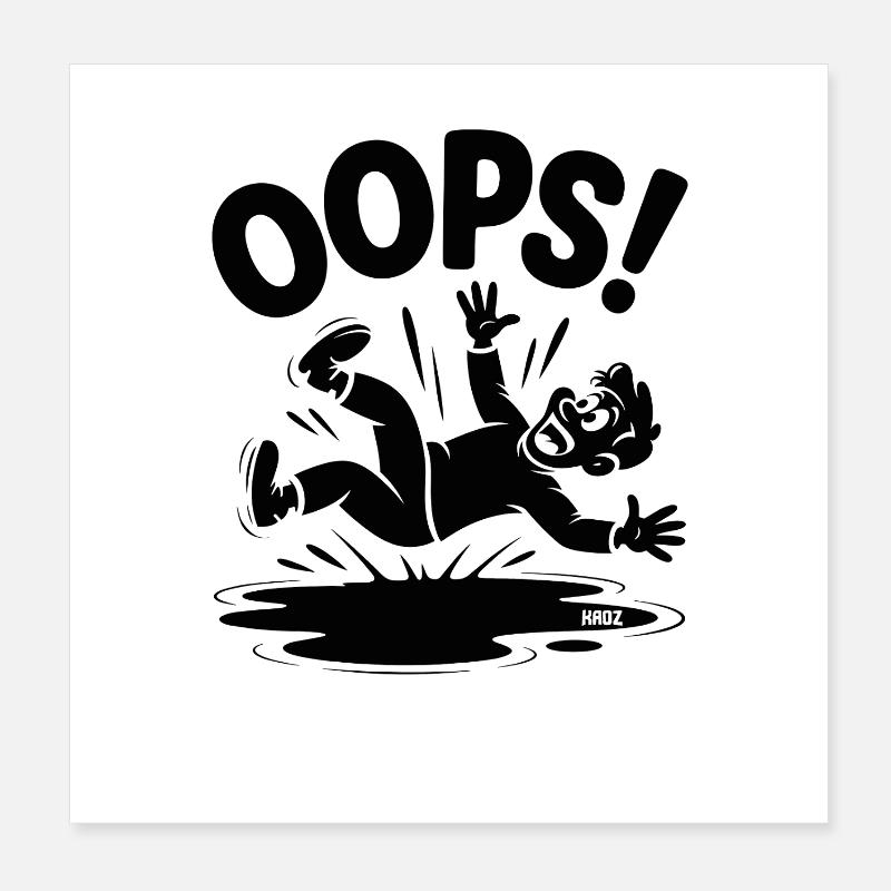 OOPS Fall Cartoon Funny Case Poster 8" x 8" (20x20 cm)