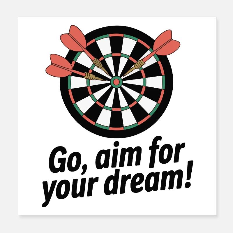Aim for Your Dream Dartboard Poster 8" x 8" (20x20 cm)