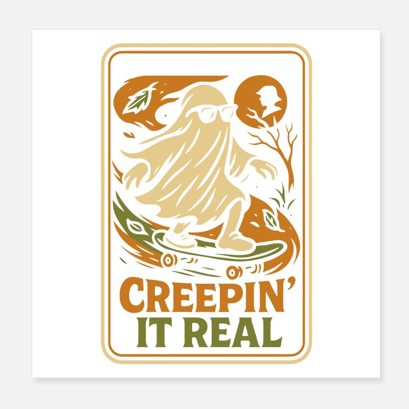 Creepin' It Real Halloween Skateboard Design Poster 20 x 20 cm