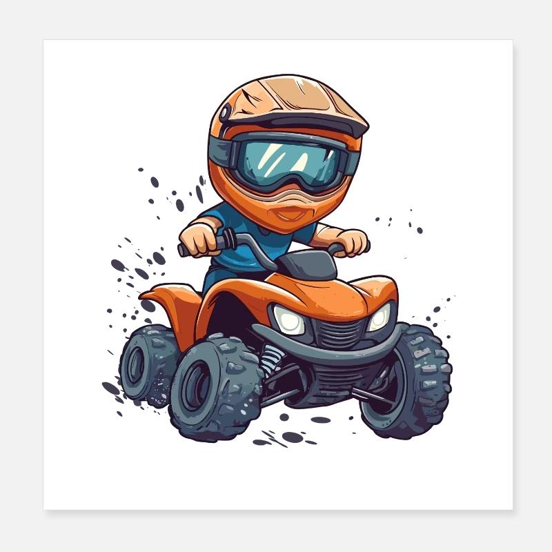 Kinderquad Abenteuer Cartoon Poster 20x20 cm