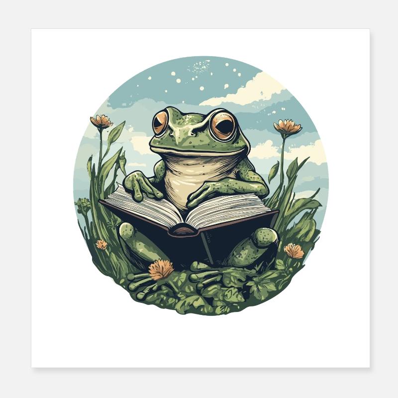 Lecture de grenouille Poster 20 x 20 cm