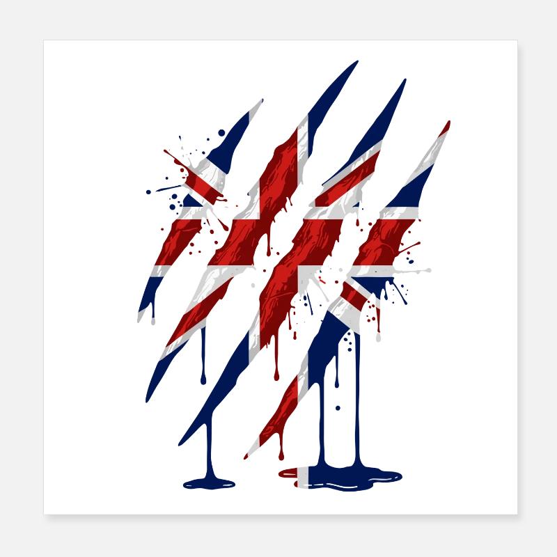 Union Jack Krallen-Kratzspur  Poster 20x20 cm