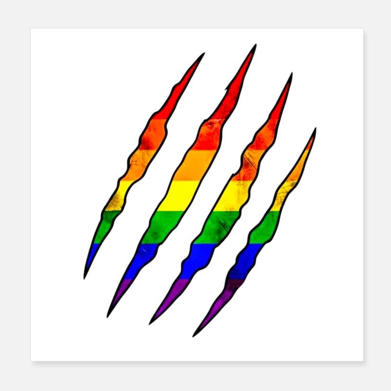 Pride Claw Rainbow Statement Scratch Trace Poster 8" x 8" (20x20 cm)