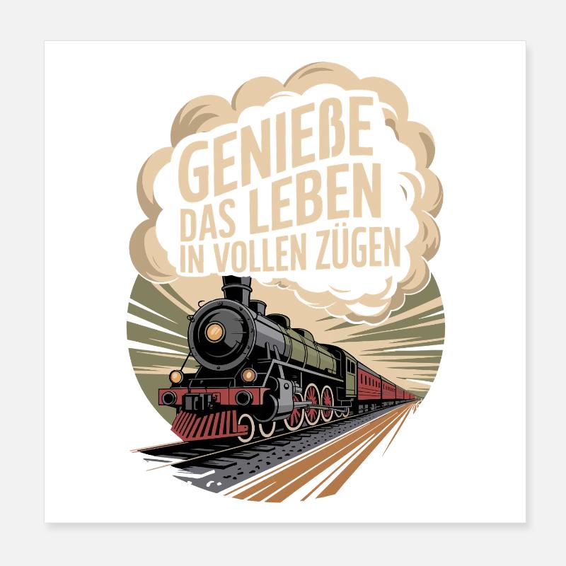 Train Profitez pleinement de la vie Chemin de fer Poster 20 x 20 cm