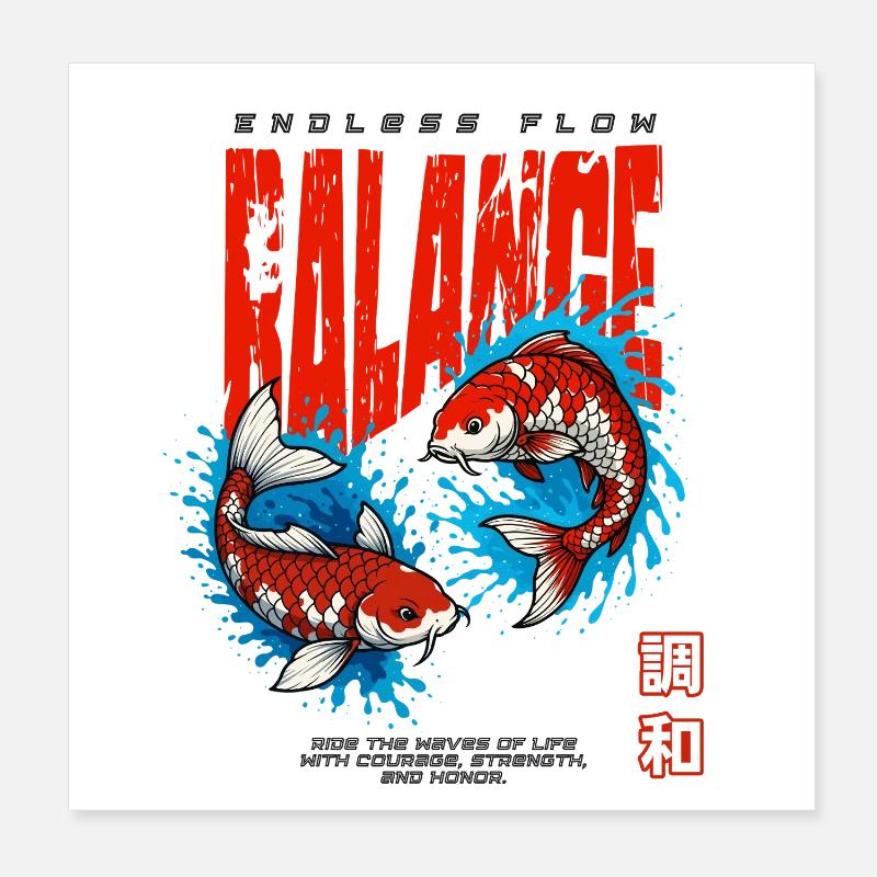 Koi Fish - Balance Poster 8" x 8" (20x20 cm)