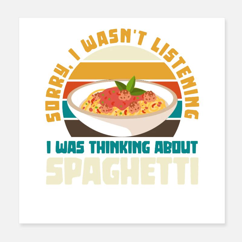Spaghetti Réflexion Pause Rétro Poster 20 x 20 cm