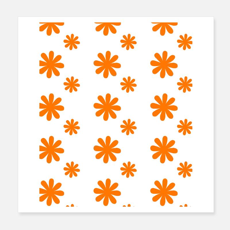 Orangene Blüten auf Schwarz Poster 20x20 cm