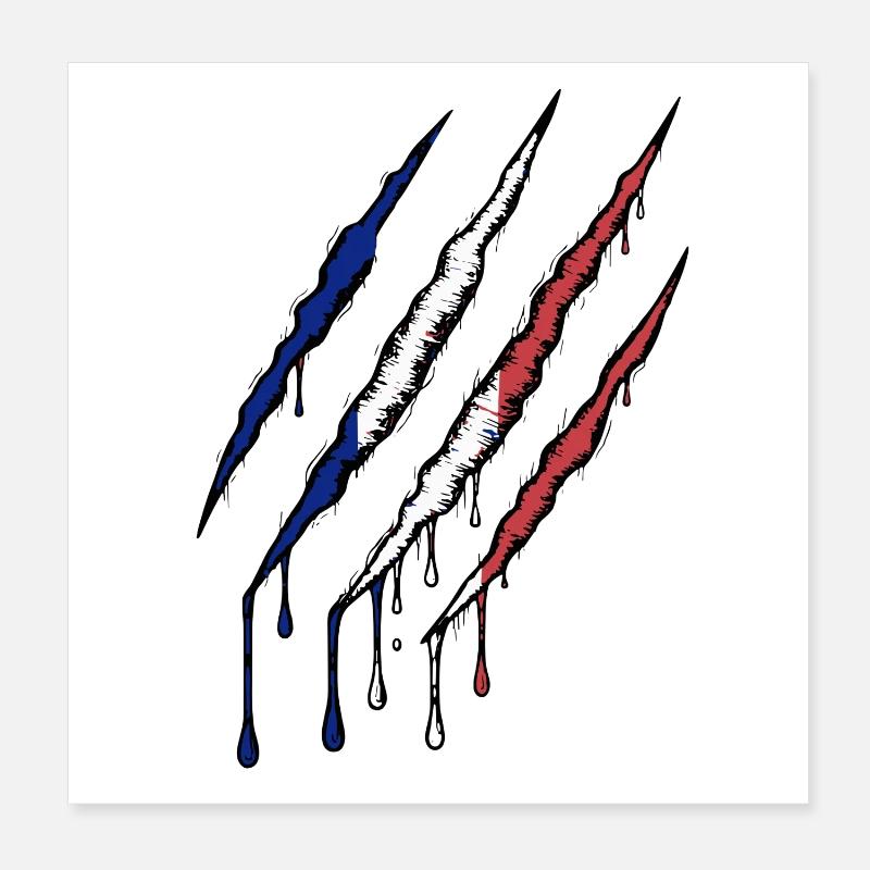 France Tricolore Griffe Grunge Drapeau Scratch Poster 20 x 20 cm