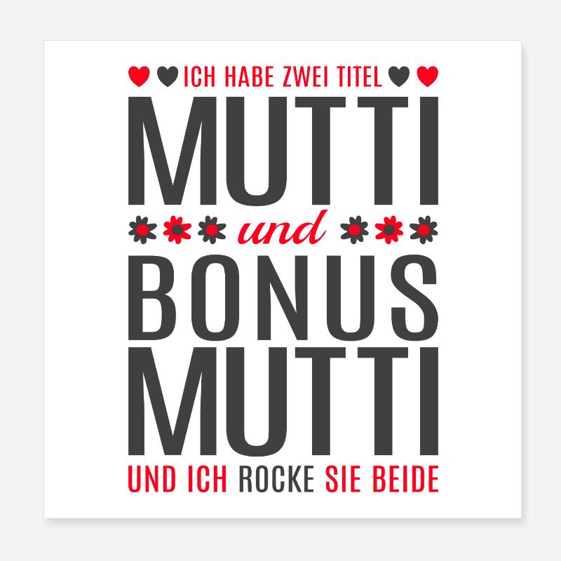 Mama Mutti Mutter Bonus Mutti Muttertag Geschenk Poster 20x20 cm