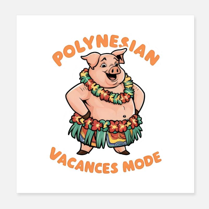 Polynesian Vacances Mode Style Tropical Exotique Poster 20 x 20 cm