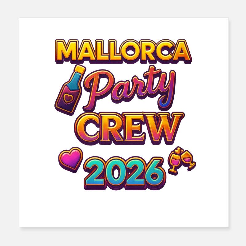 Majorque Party Crew 2026 (Garantie du prix le plus bas) Poster 20 x 20 cm