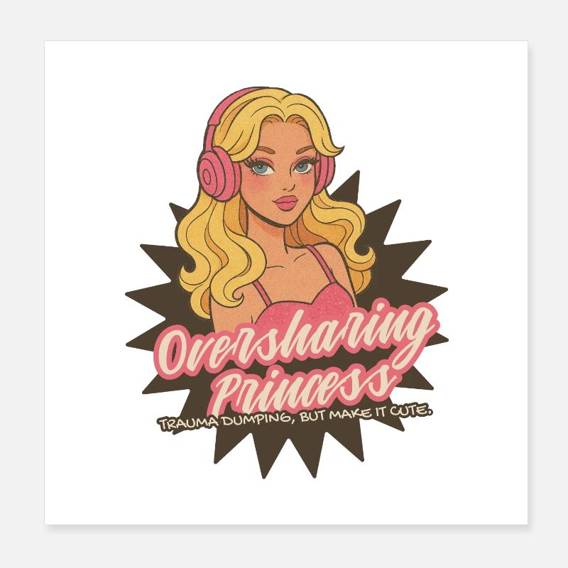 Trop de partage Princesse Rétro Poster 20 x 20 cm