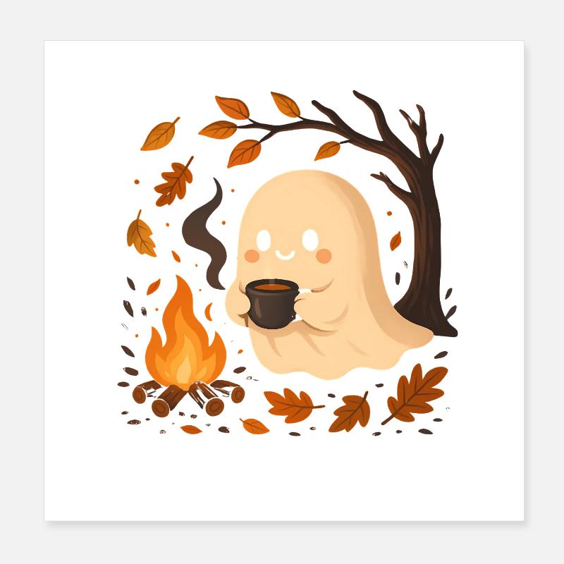 Herbstgeist am Lagerfeuer Poster 20x20 cm