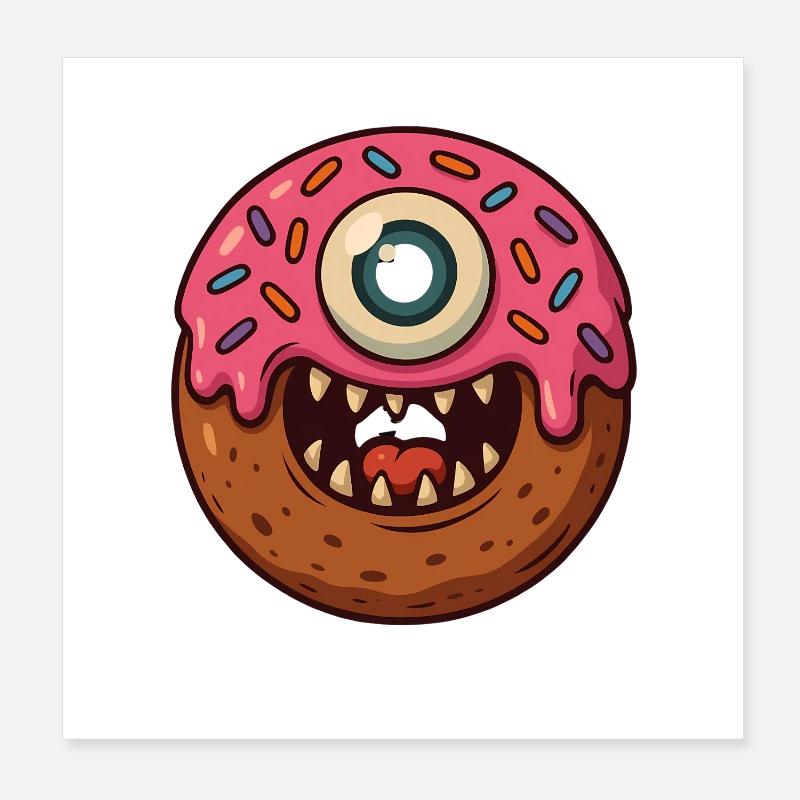 Monstre beignet borgne Poster 20 x 20 cm