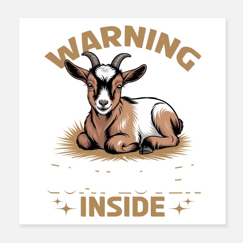 Drôle d’animal de la ferme chèvre Poster 20 x 20 cm