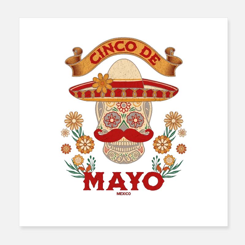 Cinco de Mayo Sugar Skull Fiesta Poster 20 x 20 cm
