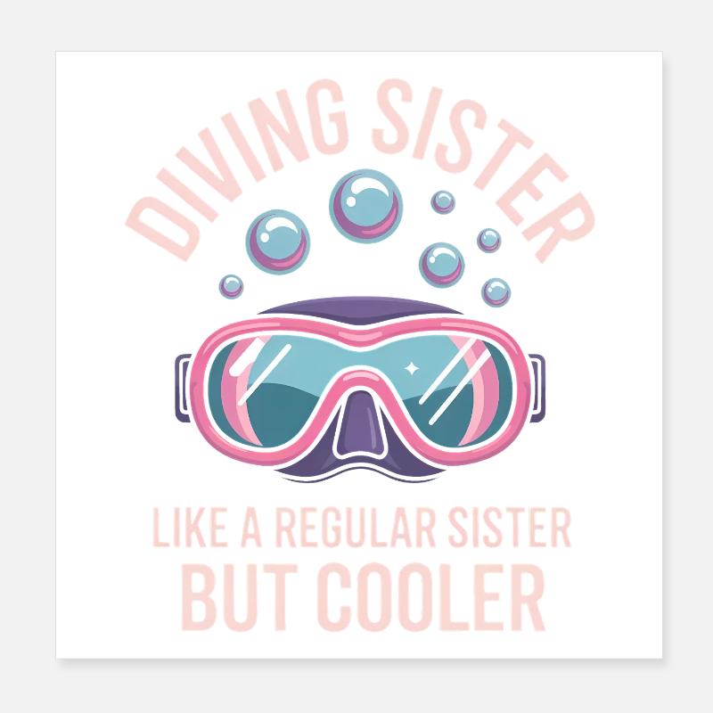 Plongée Dire Soeur Drôle Plongée Cadeau Poster 20 x 20 cm