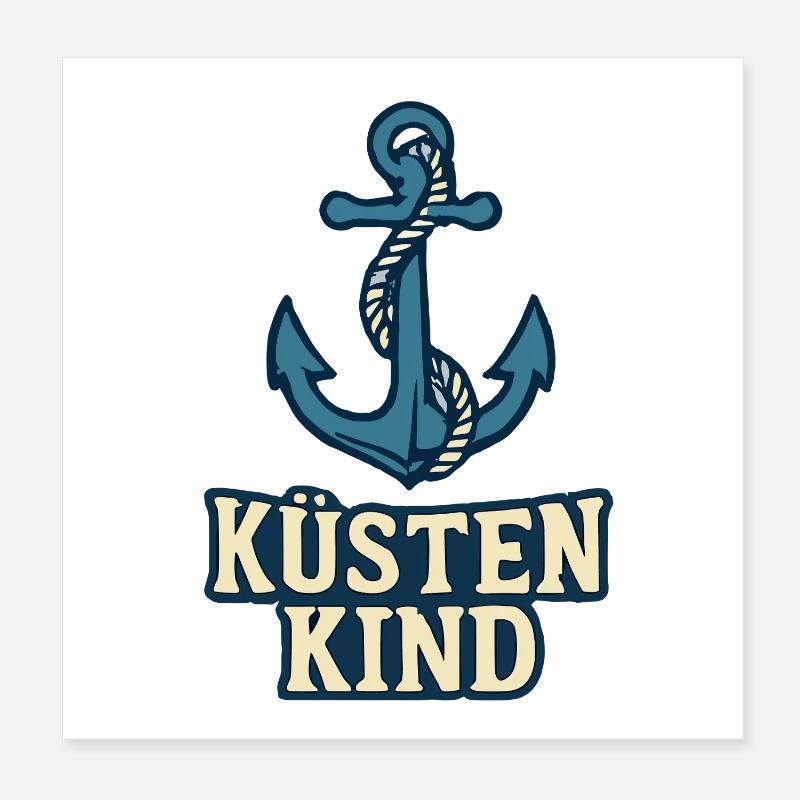 Motif d’ancre d’enfant côtier Poster 20 x 20 cm