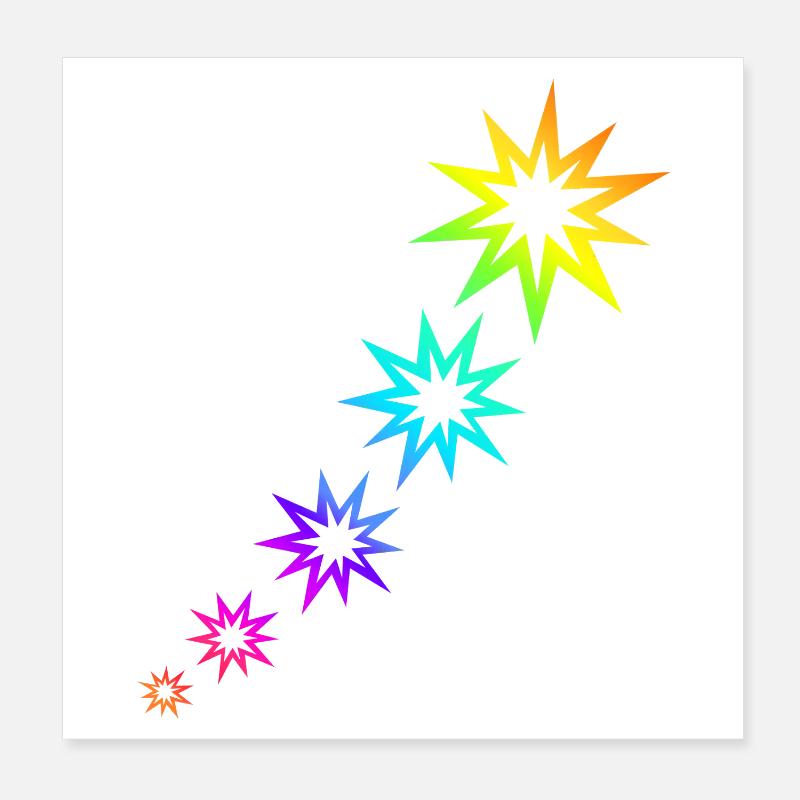 Étoiles colorées Poster 20 x 20 cm