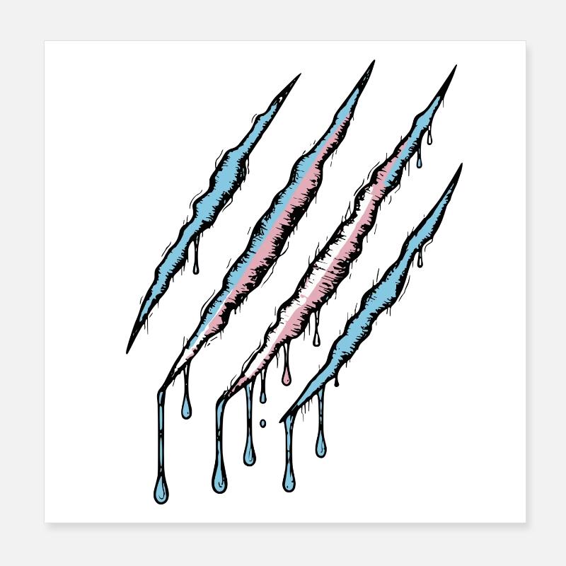 Griffe de fierté transgenre - Drapeau Trans Scratch Trace Poster 20 x 20 cm
