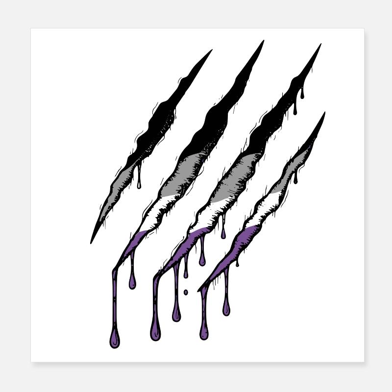 Ace Pride Claw - Asexual Flag Scratch Mark Poster 8" x 8" (20x20 cm)