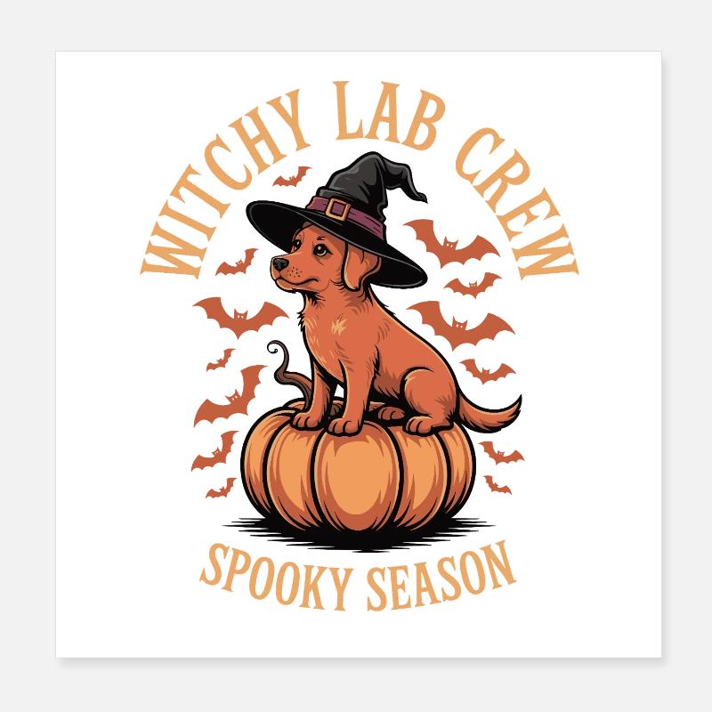 Witchy Lab Citrouille Spooky Season Foxred Labrador Poster 20 x 20 cm