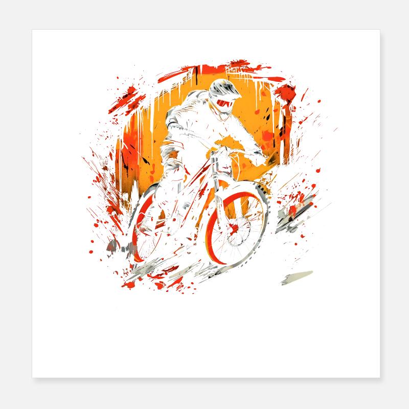 Mountainbiking Illustration Poster 20x20 cm