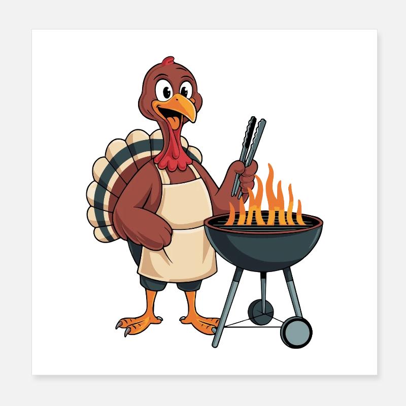 Conception amusante de grillade de dinde Poster 20 x 20 cm