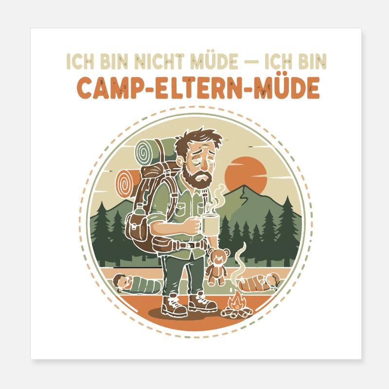 Parents du camp Illustration fatiguée Poster 20 x 20 cm