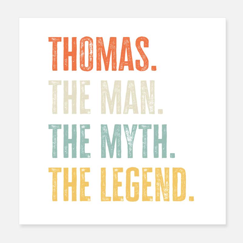 Thomas Man Myth Legend Retro Design Geschenk Name Poster 20x20 cm