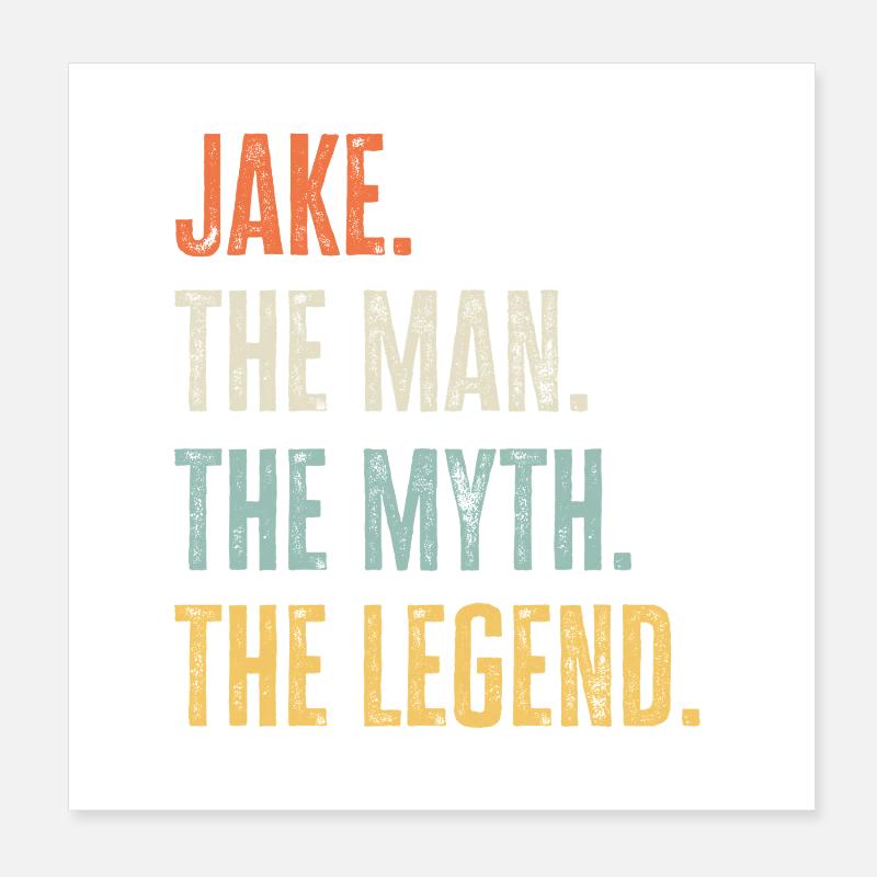 Jake Man Myth Legend Retro Design Geschenk Name Poster 20x20 cm