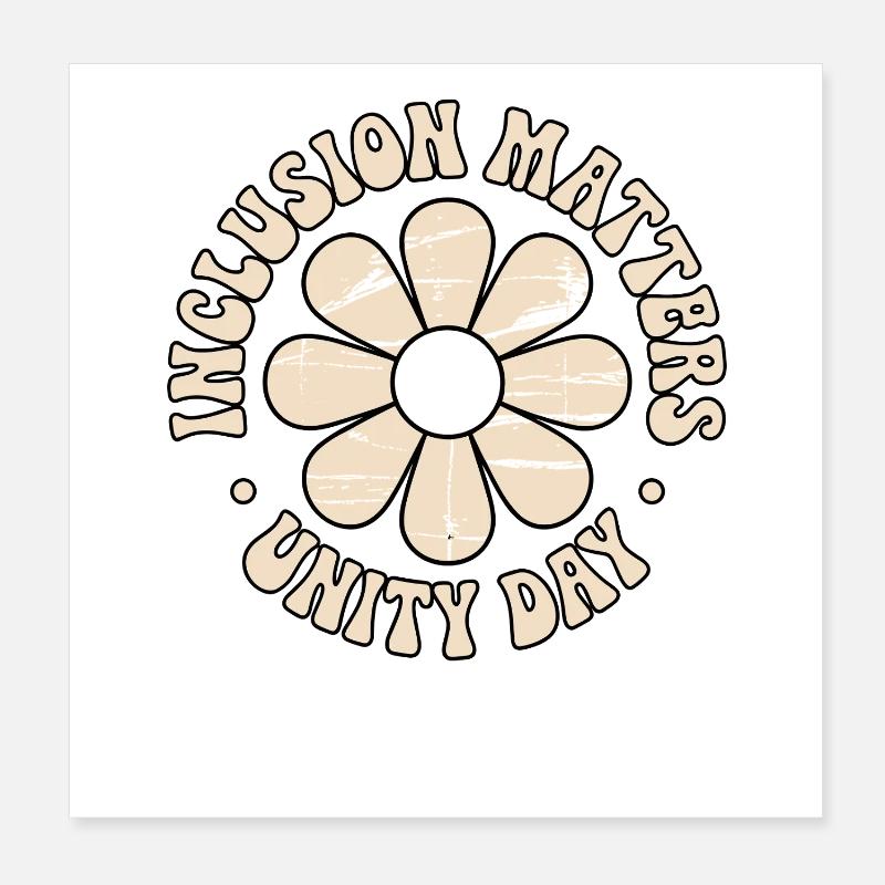 Inklusion Botschaft Retro Blumen Poster 20x20 cm