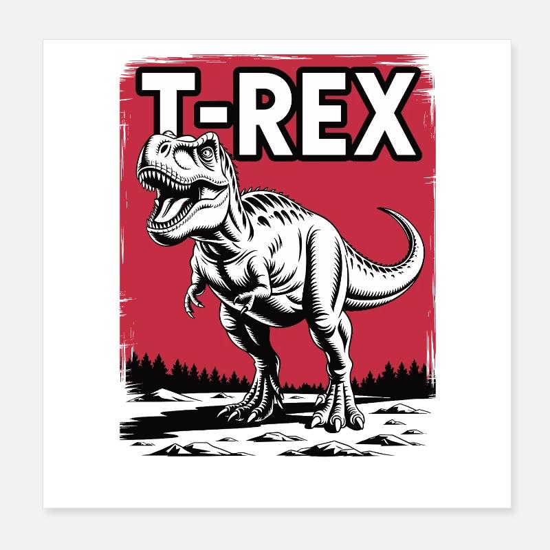 T-Rex Rotlandschaft Grafik Poster 20x20 cm