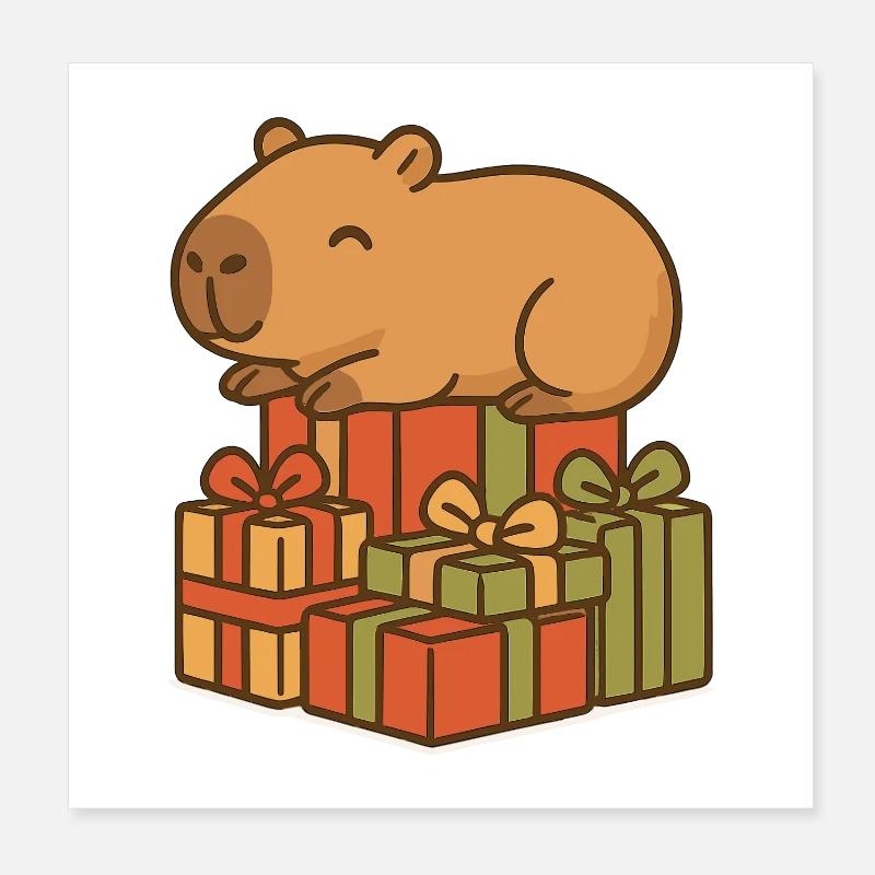 ✨ Schlafendes Capybara auf Weihnachtsgeschenken Poster 20x20 cm