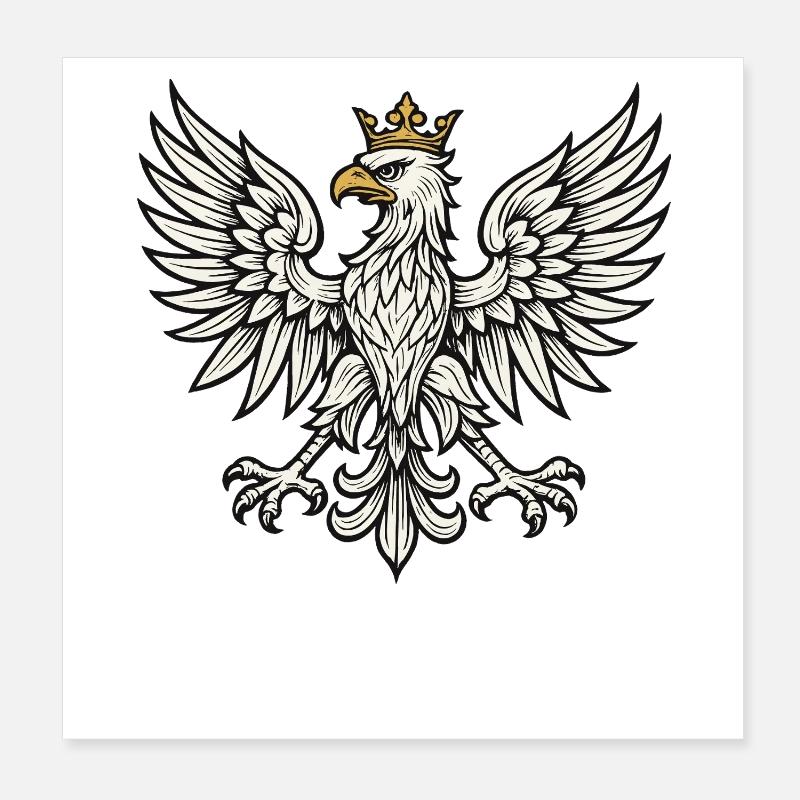 Pologne Aigle Blanc Design Héraldique Minimal Poster 20 x 20 cm