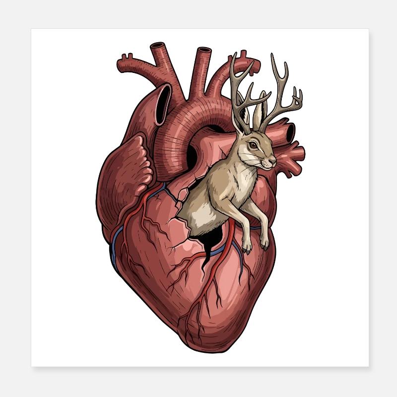 Herz Jackalope Poster 20x20 cm