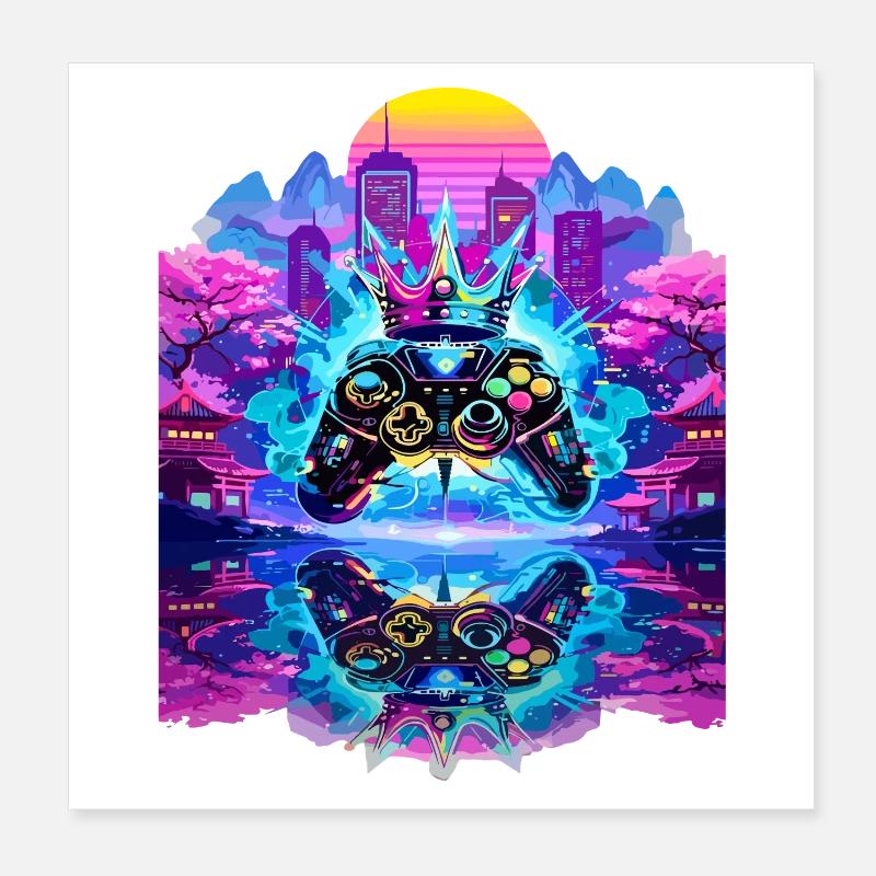 Gaming King Controller with Mirroring Poster 8" x 8" (20x20 cm)