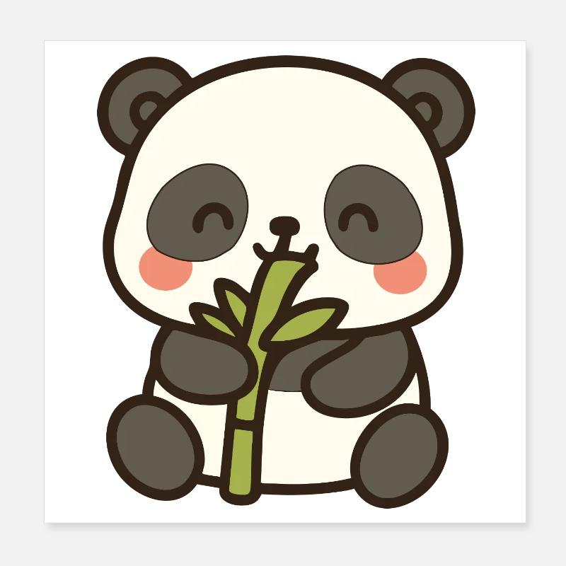 Panda Snack Time – Bamboo Bliss Poster 8" x 8" (20x20 cm)