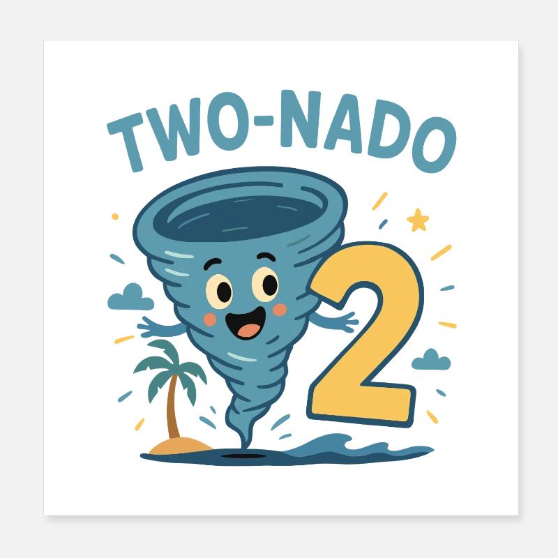 Deux Nado 2 Thème d’anniversaire tropical Poster 20 x 20 cm