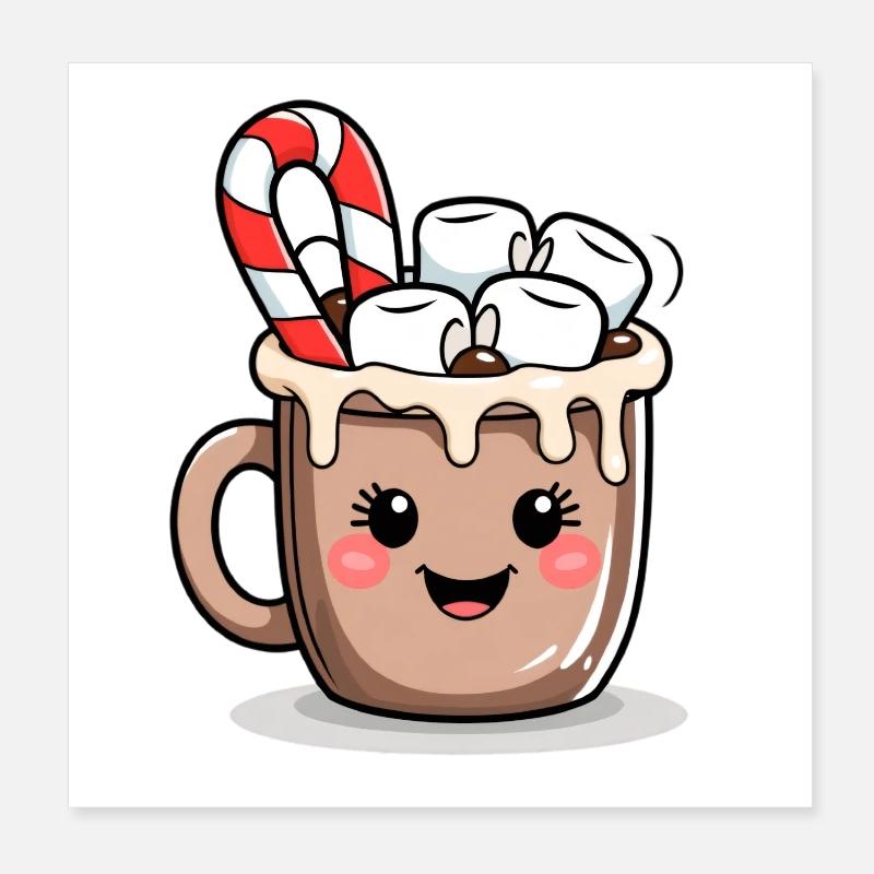 Kuschelig Kakaobecher mit Marshmallows Poster 20x20 cm