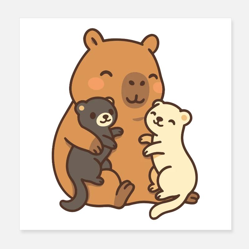 Capybara & Ferret – Friendship & Security Poster 8" x 8" (20x20 cm)