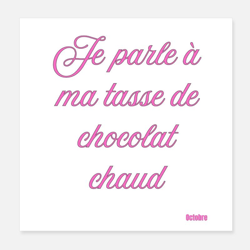 Tasse Chocolat Chaud Script Rose Poster 20 x 20 cm