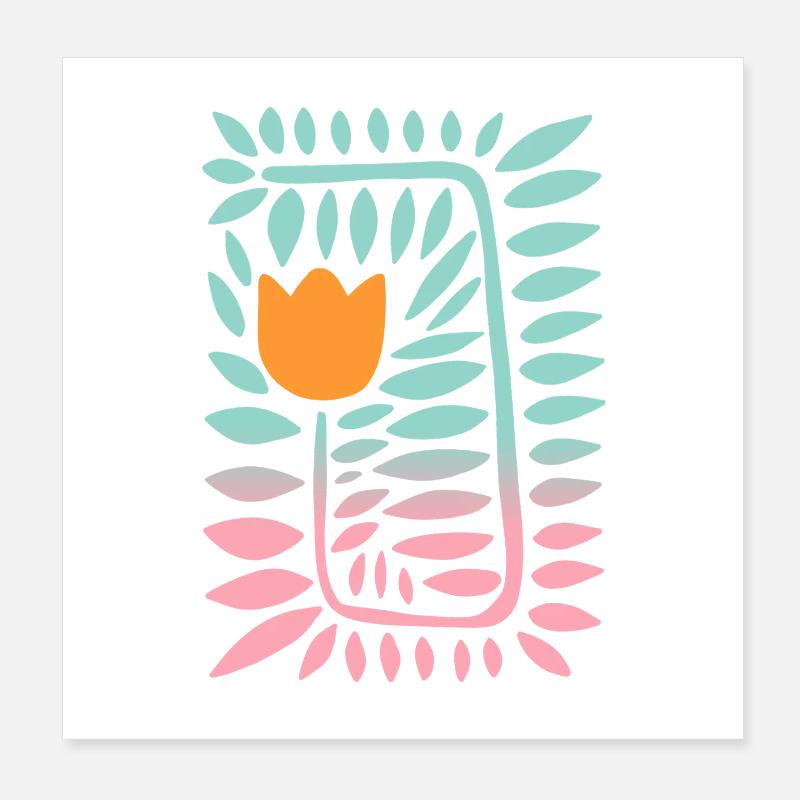 Tulipe dégradée - turquoise Poster 20 x 20 cm