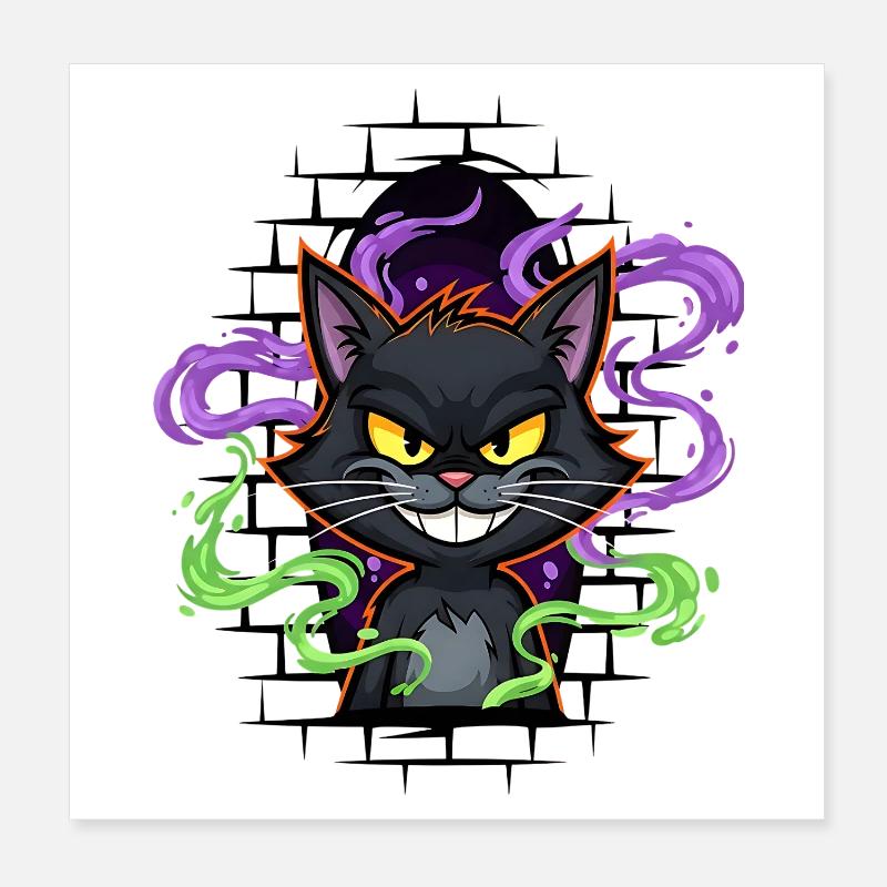 Graffiti chat néon Poster 20 x 20 cm