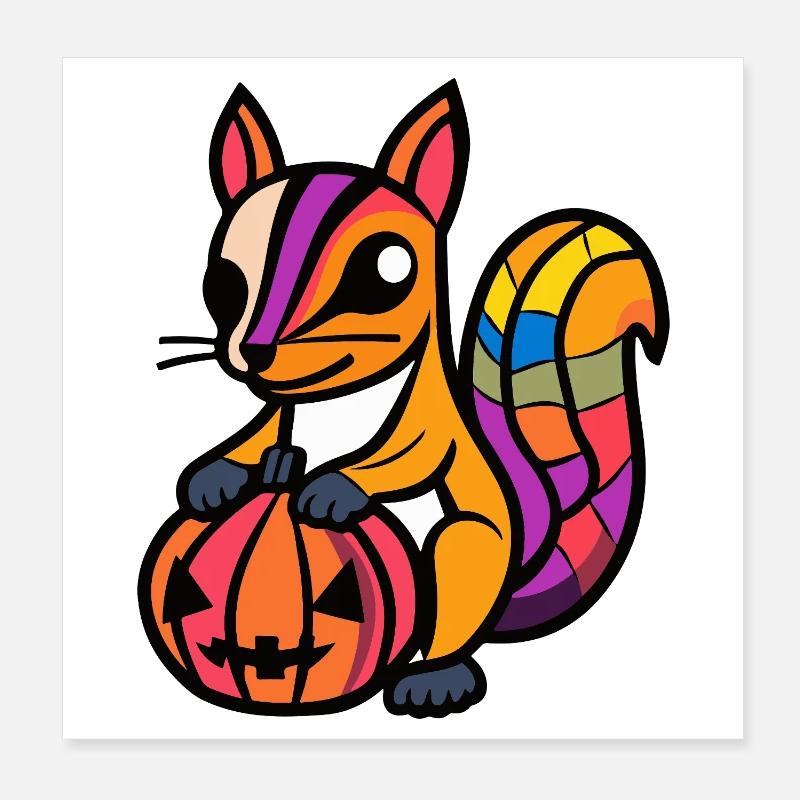Eichhörnchen Halloween Zombie Poster 20x20 cm